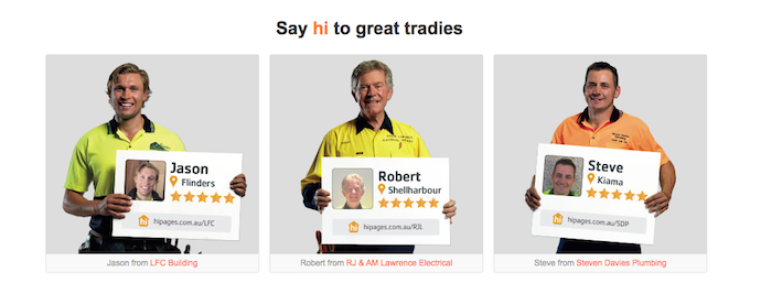 Some of the tradies on the website