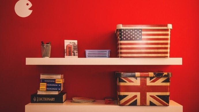 American and British flags