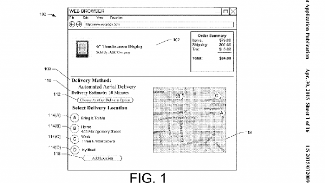 Amazon’s delivery drone patent. Credit: USPTO