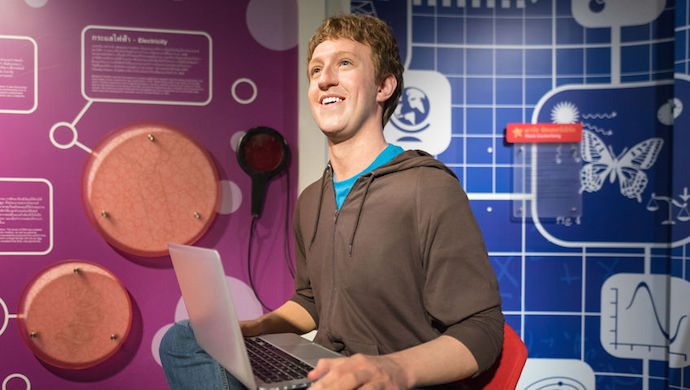 Mark Zuckverberg: Fake or real? It's hard to tell! (Actually, this is a wax figure of the Facebook founder.)