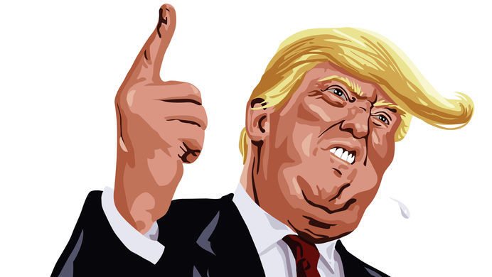 59853334 - donald trump shouting, you're fired! caricature