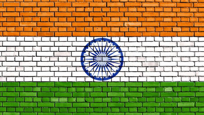 37471203 - flag of india painted on brick wall