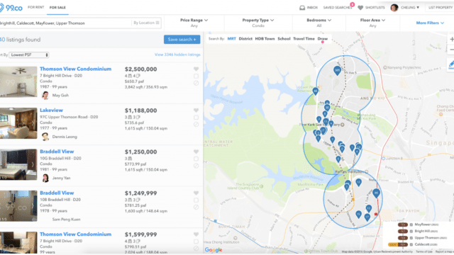 Browsing at one glance - condos within 1km of  the 4 upcoming MRT stations on Thomson-East Coast line, sorted by Lowest PSF