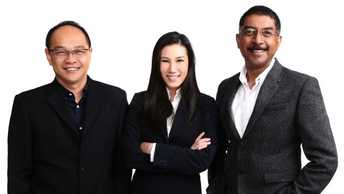 (L-R) Shopmatic founders Kris Chen (CPO), Yen Lim (COO), with Anurag Avula 