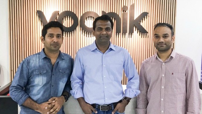 Styl Co-founder Anup Mohan (L) and Srikanth Ch (R) with Voonik Co-founder Sujayath Ali (C)