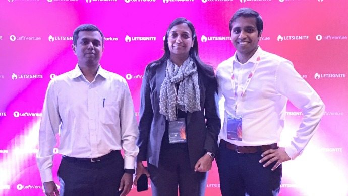 LetsVenture CEO Shanti Mohan (C) with The Hive team