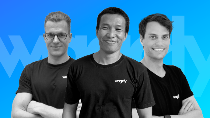 [L-R] wagely co-founders Tobias Fischer (CEO), Sasanadi Ruka (CTO), and Kevin Hausburg (CCO)